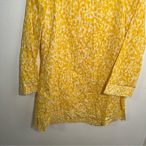 Charter Club Split Neck Tunic Top Yellow White Beaded - Picture 10 of 11